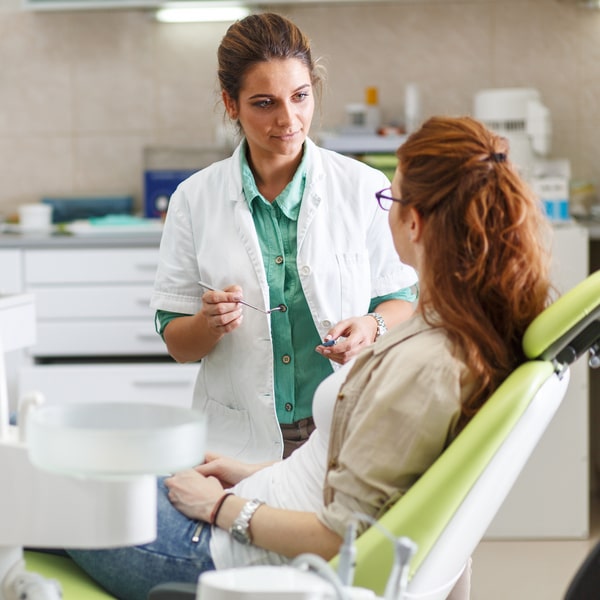 A woman at her oral cancer screening